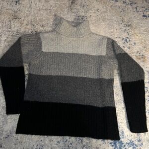 Sarah Spencer Petite Sz PM wool angora blend gray stripe‎ turtleneck